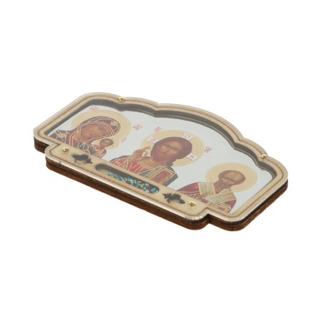 Icon in the car, triptych, wood, 9.5 x 6 cm-1