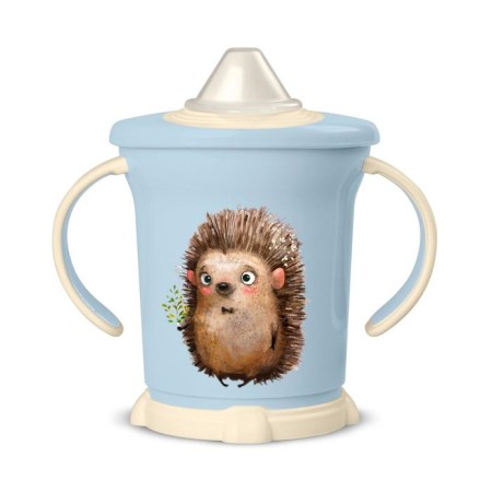 Pilot nursery with soft nose, 270 ml., With handles, color light blue, MIX drawing