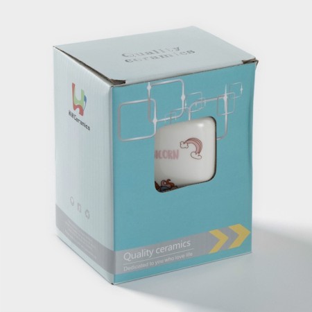 Ceramic mug with a metal lid and a unicorn tube, 450 ml, color mix-5