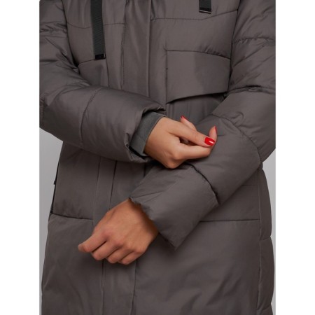Coat insulated winter female, size 48, dark gray color-13