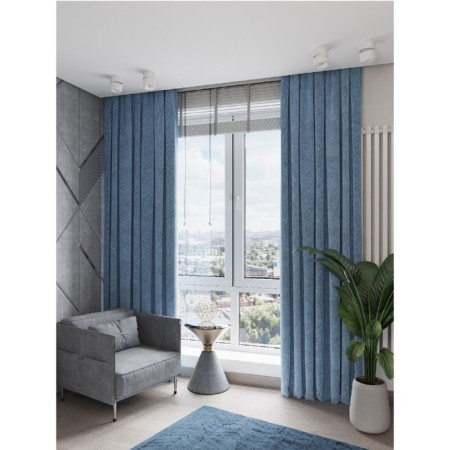 Decofest "Aron" curtain, size 200x270 cm, velor, blue color