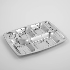 Stainless steel tray, 6 sections, 35 × 26 × 2 cm