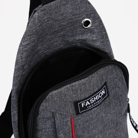 Male sling bag from textiles, gray color-5