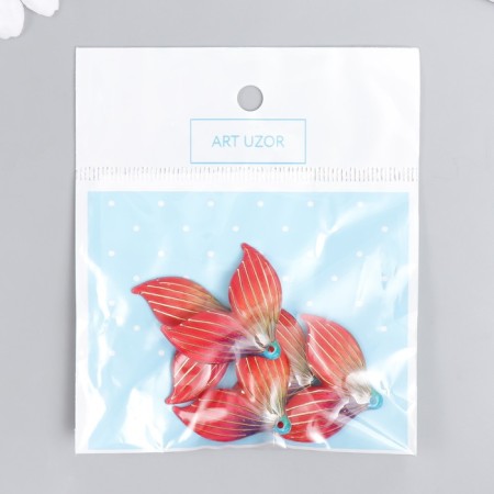 Decor for creativity plastic "Tail of a mermaid with golden lines" dark pink 3x2.4 cm-3