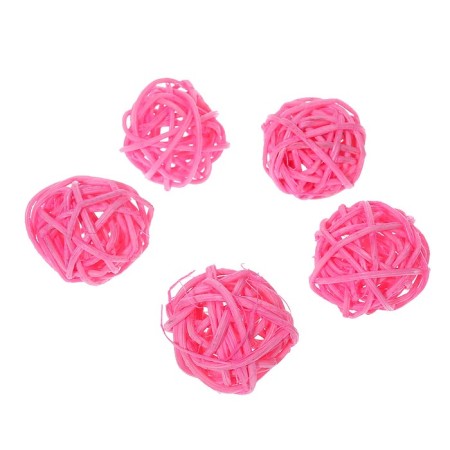 Decorative ball of vines, set of 5 pcs., Size 1 pc. - 3 cm, pink color-1