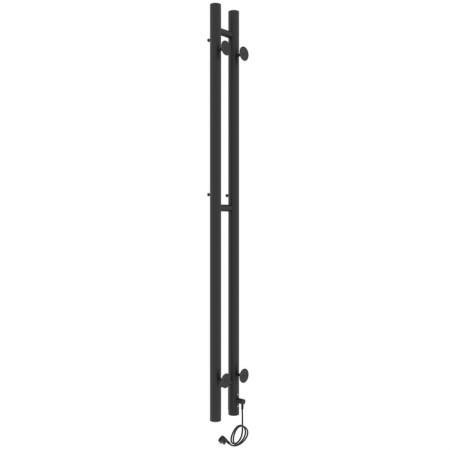 Electric heated towel rail Laris Prime Chekch, 80x1200 mm, 2 crossbars, left, black-2