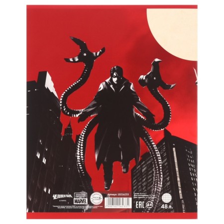 Notebook of 48 sheets in a cage, cardboard cover, gray sheets, spider-man-2