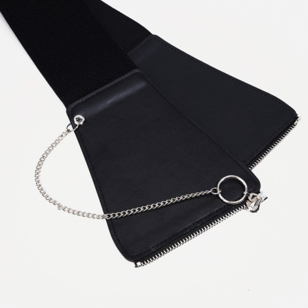 Women's belt, width 12 cm, on lightning, black color-3