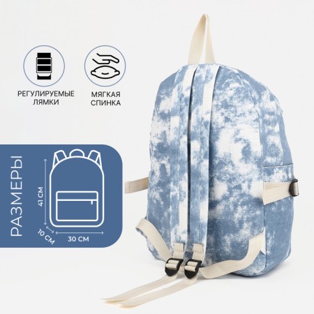 Youth backpack from textiles on lightning, 3 pockets, blue color-1