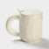 Ceramic mug with a spoon "Bear", 450 ml, beige color