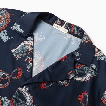 Pajama male (shirt and trousers) kaftan "Dragon" size 56, blue-11
