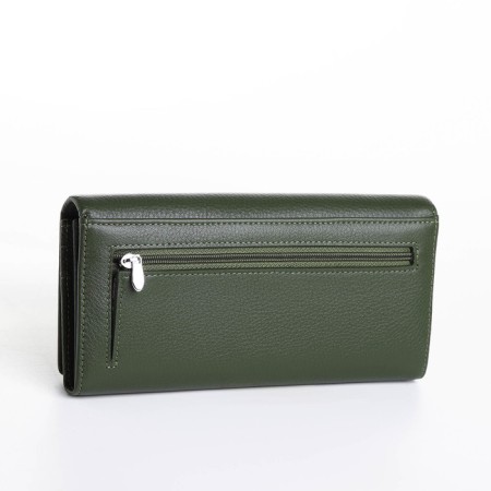 Women's wallet on magnet, green color-1