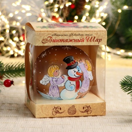 Christmas ball D-10 cm "Snowman with angels"-1