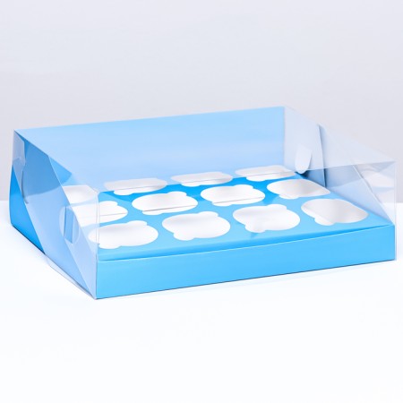 Confectionery folding box for 12 cupcakes 31x 23.5 x 10, blue