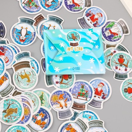 Stickers for creativity "Snow balls" embossing silver set 48 pcs 9x7x0.8 cm-6