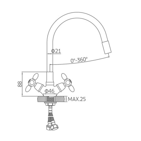 Accoona A4882F-1 kitchen mixer, two-wound, with flexible surge, black-5