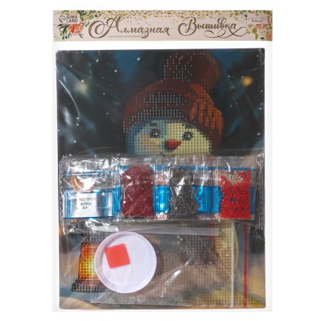 Diamond mosaic with partial filling for the New Year "Snowman" 20 x 25 cm-5