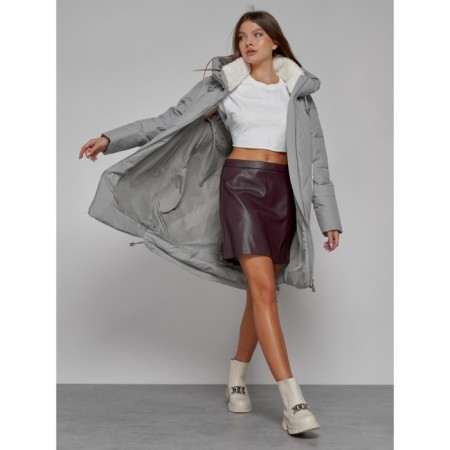 Coat insulated winter female, size 44, color gray color-12