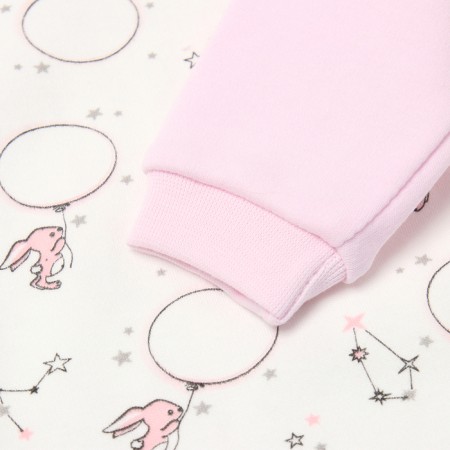 Body with a long sleeve, pink/hares color, height 80-2