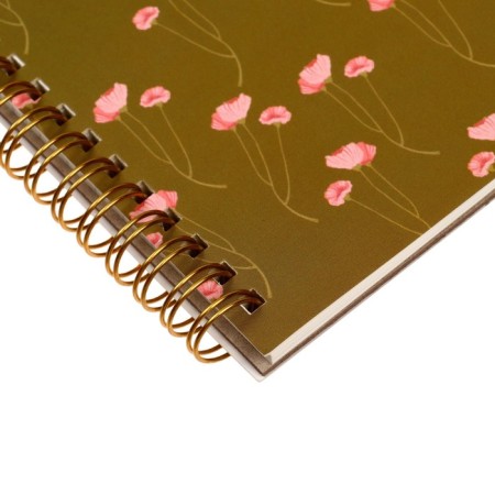 Notebook B5, 60 sheets in a cage on the crest "poppy on green", on a solid substrate, cover cardboard, lamination Soft Touch, foil embossing, block 70 g/m2-2
