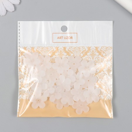 Beads for creativity plastic "White Flower" set 20 pcs 2.2x2.2 cm-4