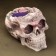 Figure Aromatic candle in concrete "Skull", 14x11 cm, purple, blueberries
