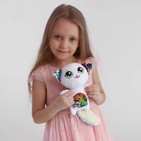 Soft toy with sequins "Kita Chansti", 20 cm x 9 cm x 16 cm-1