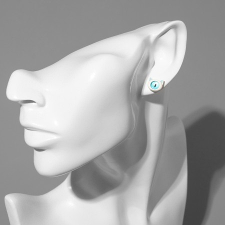 Earms with enamel "Montrustics" cat, white-blue color-2