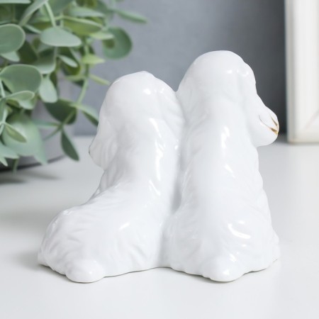 Souvenir Ceramics "Dog breed spaniel" White, rhinestones 8.2x9.3x7.3 cm-2