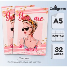 A set of notebooks A5, 32 sheets in a cage on a paper clip 