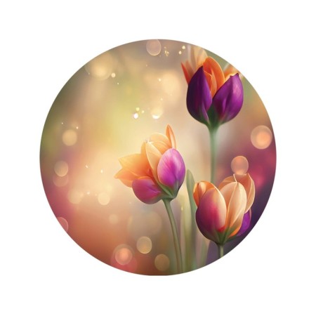 Pareo and beach rug "Morning with tulips", d = 150 cm-1