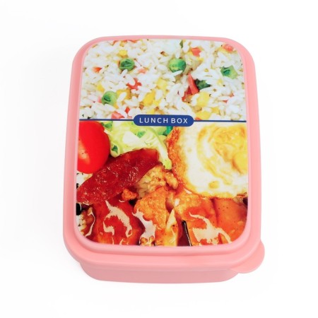 Lunch-box, 980 ml, with a spoon, 18 x 13.5 x 6 cm, mix-3