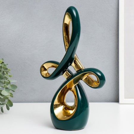 Souvenir Ceramics "Abstraction. Communication" Dark green with gold 30x20 cm-3