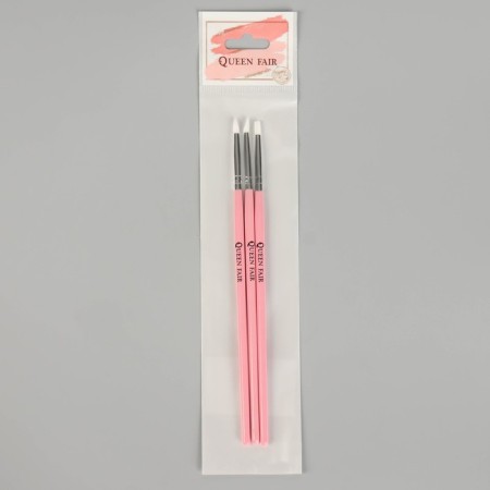 A set of silicone brushes for building and design of nails, 3 pcs, 18 cm, pink color-5