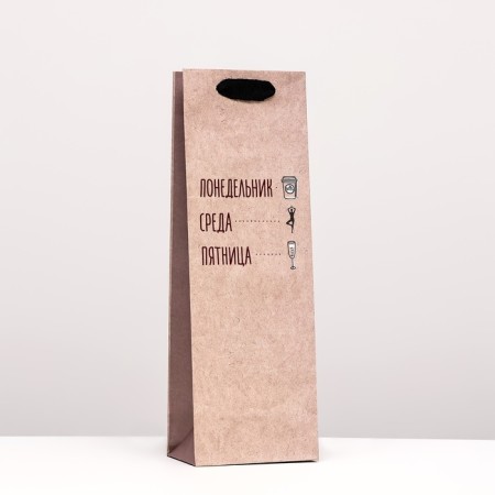 Craft package for a bottle "Friday" 12 x 36 x 8.5 cm