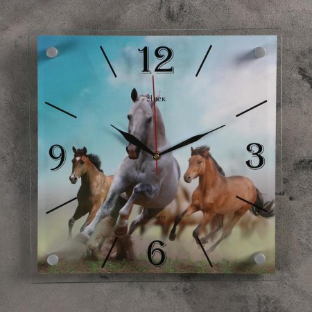 Watch wall, interior "horses", silent, 35 x 35 cm-3