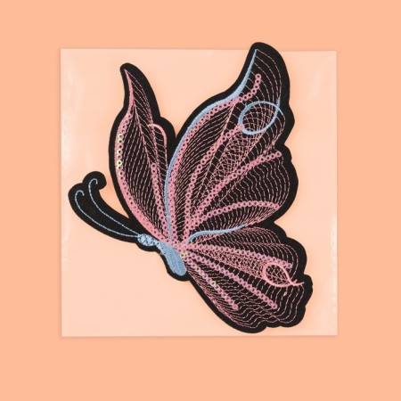 Thermal appliance "butterfly", with sequins, 15 × 12 cm, black/pink color-4