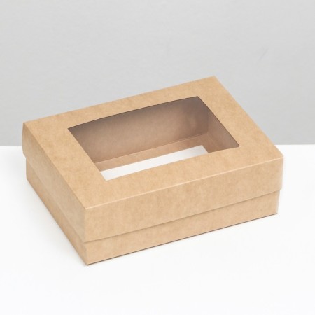 The box is folding, the lid is, with a window, craft, 21 x 15 x 7 cm