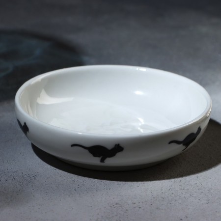 Ceramic cat saucer, 7.6 x 2 cm, white color-4