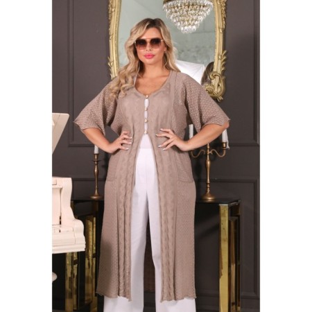 Cardigan female, size 54, beige color-7