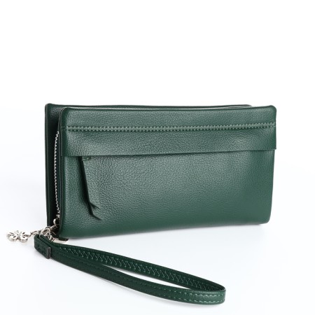 Women's wallet with lightning, green color