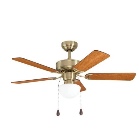 Ceiling fan with CADIZ lamp, 1x40W, E27, steel, brass, glass, white-1