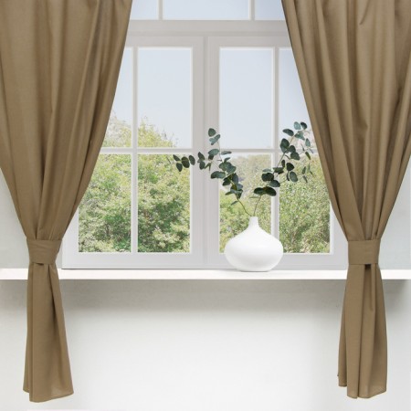 Ethel Ethel curtains for the kitchen, olive color, 130 +/- 6 x180 cm - 2 pcs, grabbing - 2 pcs, 70% HL, 30% luna