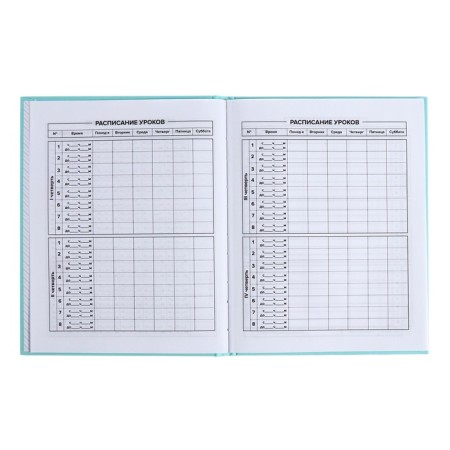 School diary for grades 1-11, "turquoise", covered paper cover, hard binding cardboard 7BC, matte lamination, universal cheat sheet, 48 sheets, block 65g/m2-5