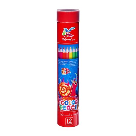 Pencils 12 colors, in a tube metal, triangular, wooden, sea inhabitants, mix-5