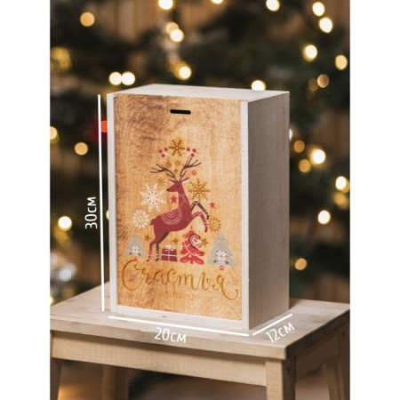 Box Gift wooden "Happiness and Love in the New Year", 20 × 30 × 12 cm-1