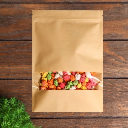Zip-Lock package Craft with a rectangular window, flat, 20 x 30 cm
