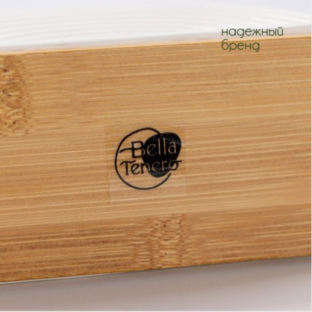 Porcelain napkin on the bamboo stand Bellatenero, 14.5 × 6.5 × 8 cm, white color-5