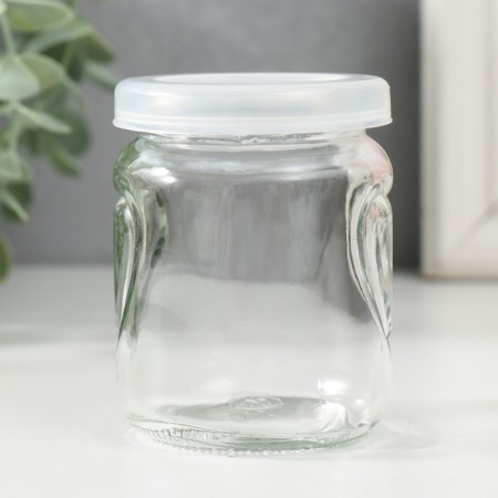 Bank for suppositories glass with a “heart” lid is a transparent 150 ml 6x6x8 cm-1