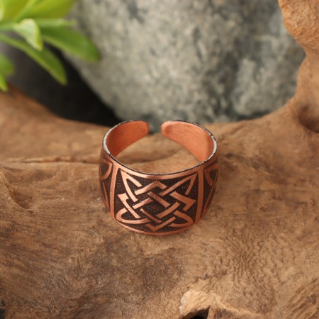 The amulet ring "Square Svarog", plate, copper